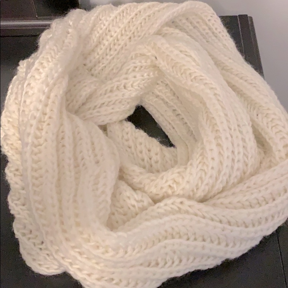 Ivory thick chunky knit snood infinity scarf